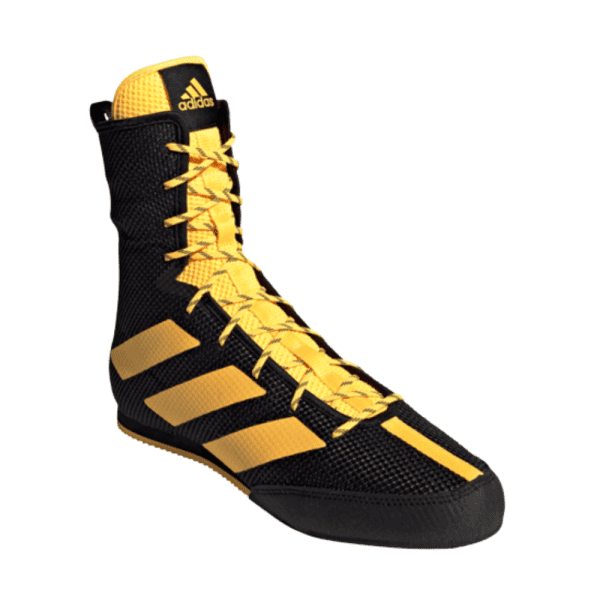 Adidas Box Hog 3 boxing boots black-gold front right side view