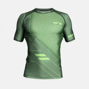 TopTen Rash Guard COMBat short sleeve green frontview off white bg