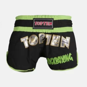 TopTEn Thaiboxing shorts FLEXZ PRO black front view off white bg