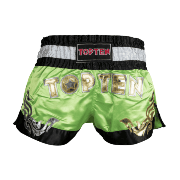 TopTen Kickboxing shorts NEON green back view