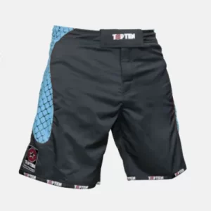 TopTen MMA shorts Cage black-blue front view off white bg