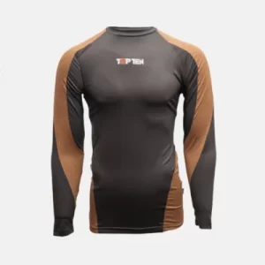 TopTen Rash Guard Budo long sleeve black and gold front view off white bg