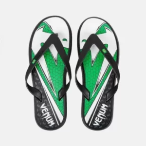 Venum Brazil 4.0 slippers green viper pair view off white bg