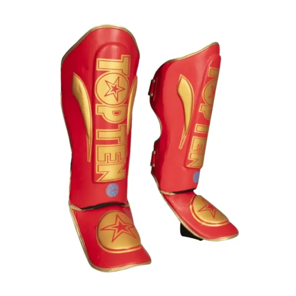 Top Ten Wako shin guard red front twist view view