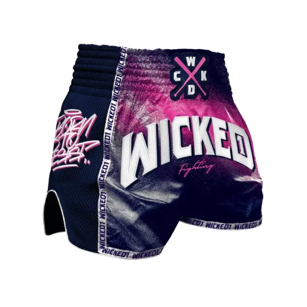 Wicked1 Spraying Muay-Thai Shorts Navy Pink PP