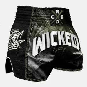 Wicked1 Spraying Muay-Thai Shorts black khaki CP