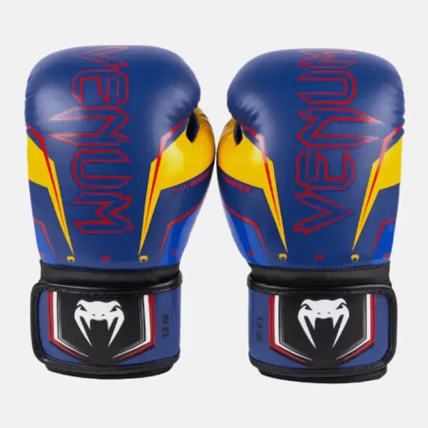 Venum Elite Evo Boxing Gloves Blue Yellow CP