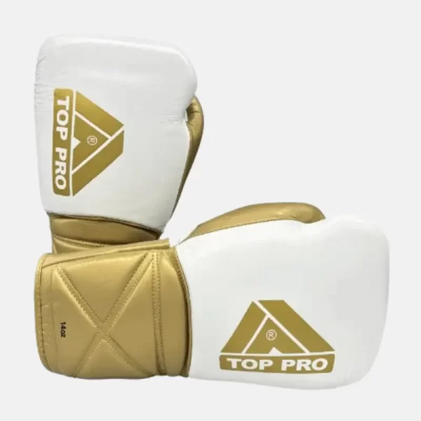 Top Pro 360 Sparring Gloves in White/Gold CP